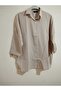Cotton-Viscose Summer Shirt, Three-Quarter Sleeves, Oversize, Buttoned Shirt - 3