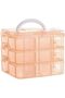 Three - tier hair accessory storage rack, made of transparent plastic, with handles, dimensions: 5.9 x 5.9 x 5.1 inches (orange, 5.9 x 5.9 x 5.1... - 3