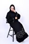 Elegant Black Abaya with Intricate White Embroidery Border - 7