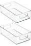 Small, transparent plastic storage boxes with handles, suitable for filing cabinets, shelves, office drawers, etc. 2-pack - Transparent