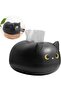 1-Pack Tissue Box Cat-Shaped ABS Material Black Cartoon Design With Toothpick Holder Suitable for Cars Homes Bathrooms