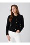 Gold Buttoned Ruffled Women's Knitwear Beard Cardigan - 6