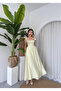 Women's Sari Shoulder Tie Flower Patterned Square Neck Midi Dress - 5