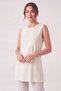 Women's Four Seasons Crew Neck Sleeveless Viscose Short Tunic Ecru - 7
