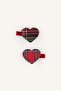 School Plaid Patterned Heart Shaped 2-Piece Girls' Hair Clips I2708A8Ns