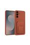 Samsung Galaxy A56 Compatible Case Flexstand Card Holder Silicone Case Brown
