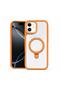 Apple iPhone 11 Compatible Case with Magring Stand Silicone Case Orange