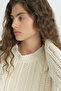 Oversize Knitted Detailed Cotton Tunic - Cream - 3