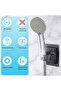 One-piece adjustable shower head holder, strong self-adhesive, moveable, chrome-plated - black/silver. - 4