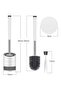 Silicone toilet brush set, wall-mounted, floor-standing, stainless steel long-handled, quick-drying holder, for bathrooms. - 3