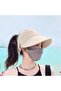 Outdoor UV-protective open-top sun hat, women's wide-brimmed hat, foldable soft hat, waterproof, quick-drying. - 2