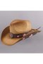 Women's cowboy hats, brown cowboy hats, classic straw hats, Western women's music festival party beach - 2