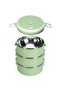 Portable three-layer insulated lunch box, made of 304 stainless steel, in Nordic green, suitable for schools, offices and outdoor activities. - 2