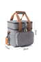 Grey Medium Insulated Leak-Proof Lunch Bag (10.2x6.7x9.4") with 5 Pockets & Strap for Men, Women, Work & Travel - 2