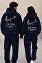 Unisex Oversize Sweatshirt Hoodie Unity Bloom Navy Blue – Hooded, 3-Thread Raster Fleece, with Pockets