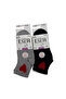 Women's 6 Pairs Cotton Booties Socks Seamless Heart Patterned Black Gray