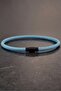 Blue 4mm Thin Genuine Tumbled Leather Black Metal Magnetic Clip Men's Bracelet M067D - 3