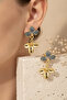 Yellow and Gray Floral Motif Dangle Bijoux Earrings - Modern and Stylish Design - 5