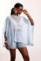 Baby Blue Mercerized Cape Loose Blouse 4338 - 2