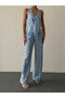 Button Detailed Blue Women's Trousers Pnt01858 - 5