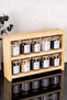 Spice Rack Set with Wooden Stand 3-Tier Stand with 10 Glass Spice Jars Set Spice Rack with Labels Kitchen Organizer - 4