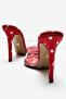 Women's Red Polka Dot Detailed Pointed Toe Thin Heeled Transparent Strap Slippers Sona - 3