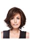 Short Brown Wavy Women's Wig with Side Bangs - Synthetic Hair