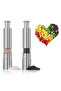 Kitchen stainless steel manual thumb-press salt, spice, sauce, and pepper grinder, 2-pack