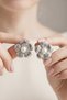 Stylish Women's Bijouterie Earrings with Flower Motif and Pearl Detail - 4