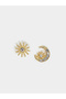 Embellished Moon and Sun Stud Earrings