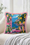 Daisy, Lemon and Amalfi Coast Scenery Patterned Peace Written 4-Piece Fringed-Tasseled Throw Pillow Cover Set - 3