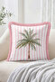 Set of 4 Fringed-Tasseled Throw Pillow Covers with Palm Trees, Stripes, and Car Figures Decorative Pillowcases - 5