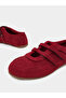 Red Solid Round Toe Velcro Sneakers - 3