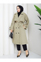 Women's Oversize Buttoned Hijab Trench Coat Rc3111 - 5