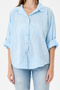 Women's Baby Blue Italian Floral Embroidered Scalloped Fold-Over Long Sleeve Oversize Poplin Shirt Size 40 - 44 - 4