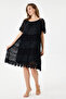 Black Italian Sequin Embroidered Lace Lined Silk Dress 38 - 44 Sizes - 2