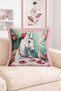 White Horse, Parrot and Rose Patterned Fringed Throw Pillow Cover - Vintage Decorative Pillowcase - 2