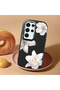 Samsung Galaxy S23 Ultra Compatible Case Camera Protector Black Silicone Couple Phone Case with Floral Pattern - 2