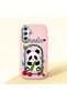 Samsung Galaxy M34 Compatible Case Camera Protector Pink Silicone Couple Phone Case Panda Pattern