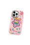 iPhone 14 Pro Max Compatible Case with Camera Protector Pink Silicone Couple Phone Case with Heart Pattern - 3