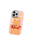 iPhone 13 Pro Compatible Case Camera Protector Pink Silicone Couple Phone Case with Bear Pattern - 3