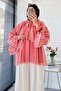 Premium Scarf Tie Striped Chiffon Blouse - Orange