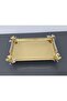 Figured, Metal-Handled, Stainless Steel Rectangular Tray Luxury Presentation Tray Light Gold-Silver - 4