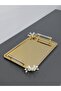 Figured, Metal-Handled, Stainless Steel Rectangular Tray Luxury Presentation Tray Light Gold-Silver