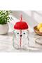 Goggy Bear Premium Glass Barista Cold Drink Cup with Straw a Teddy Bear Print Cup 550 ml - 2
