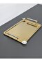 Figured, Metal-Handled, Stainless Steel Rectangular Tray Luxury Presentation Tray Light Gold-Silver - 2