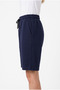 Women's Navy Blue Above-Knee Shorts Relaxed Fit Casual Sports Bermuda Shorts with Pockets and Laces - 6