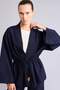 Relax Fit V-Neck Linen Blend Long Sleeve Safari Shirt F6151Ax26Sm