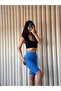 Ribbed Biker Leggings - Saks Blue