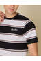 Men Black White And Brown Yarn-Dyed Striped T-Shirt - 4